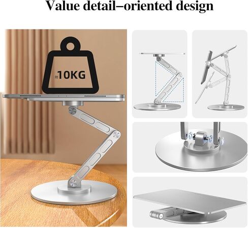 Magnetic Tablet Stand Only for iPad Pro 13 inch M4 (2024), 360° Rotating Adjustable Foldable iPad Stand, Grey in Saudi Arabia