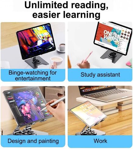حامل تابلت، حامل iPad معدني قابل للتعديل بالكامل، ملحقات تابلت محمولة للمكتب والمنزل، متوافق مع iPad Pro/Air/Mini، علامات التبويب، أسود in Saudi Arabia