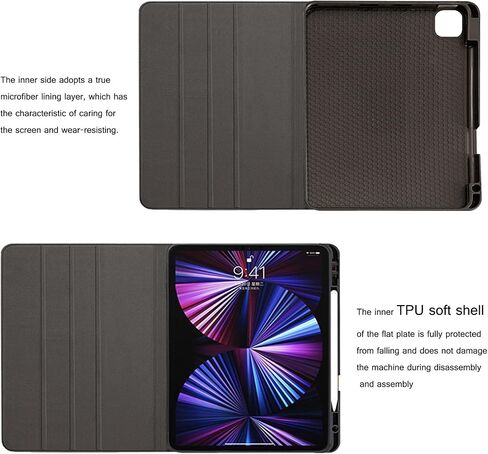 حافظة لجهاز Ipad Air مقاس 13 بوصة M3/M2 2025/2024 (الموديل: A3268/A3269/A2898/A2899) غطاء حماية من الجلد الأصلي، حامل قلم رصاص مدمج وتنشيط/نوم تلقائي. بني in Kuwait