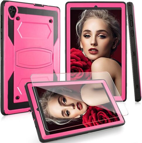 Mignova for Alcatel Joy Tab 2 8 inch 2020 Case Model 9032Z Come with HD Tempered Glass Screen Protector for TCL Tab Model 9048S Tablet Case Built in Stand Shockproof Hard Back Shell Case (Pink+1 Pcs) in Saudi Arabia