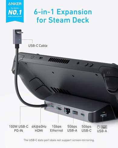 محطة إرساء Anker لأجهزة Steam Deck/ROG Ally، قاعدة تثبيت Steam Deck 6 في 1، موزع USB C مع HDMI 4K@60 هرتز، كابل إيثرنت HDMI 1 جيجابت في الثانية 8K@60 هرتز، 3ft Ultra HD 4K@120 هرتز HDMI إلى سلك HDMI in Saudi Arabia