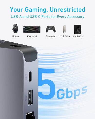 محطة إرساء Anker لأجهزة Steam Deck/ROG Ally، قاعدة تثبيت Steam Deck 6 في 1، موزع USB C مع HDMI 4K@60 هرتز، كابل إيثرنت HDMI 1 جيجابت في الثانية 8K@60 هرتز، 3ft Ultra HD 4K@120 هرتز HDMI إلى سلك HDMI in Saudi Arabia