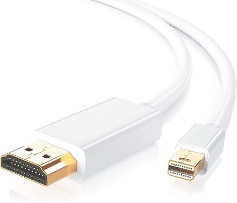 منفذ عرض صغير إلى HDMI، كابل Mini DP إلى HDMI بطول 6 أقدام، 4K x 2K @144HZ Thunderbolt إلى HDMI محول متوافق مع الشاشة وجهاز العرض، أبيض (1) in Kuwait