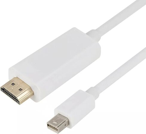 منفذ عرض صغير إلى HDMI، كابل Mini DP إلى HDMI بطول 6 أقدام، 4K x 2K @144HZ Thunderbolt إلى HDMI محول متوافق مع الشاشة وجهاز العرض، أبيض (1) in Kuwait