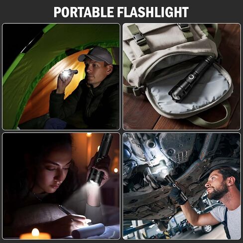 مصابيح كاشفة LED عالية اللومن قابلة لإعادة الشحن، 2 حزمة، 99000 لومن مصباح يدوي فائق السطوع مع بطارية 5000ɱAh، مصابيح فلاش قوية مقاومة للماء متعددة الوظائف للتخييم المنزلي والمشي لمسافات طويلة in Kuwait