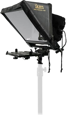 Ikan Elite Tablet Teleprompter for Light Stands, Supports Ipad, Android, and Windows Tablets, Foldable Glass Frame (PT-Elite-LS) - Black in Saudi Arabia