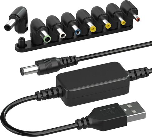DROK USB to 12v Adapter - 5v to 12v Step Up Converter, 1.1m/3.6FT USB to DC Power Cable Boost Converter with 8 DC Plug Adapter in Saudi Arabia