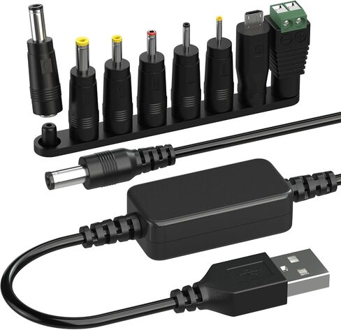 DROK USB to 12v Adapter - 5v to 12v Step Up Converter, 1.1m/3.6FT USB to DC Power Cable Boost Converter with 8 DC Plug Adapter in Saudi Arabia
