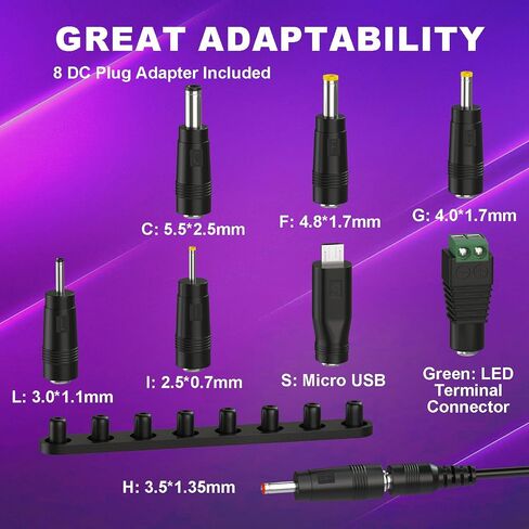 DROK USB to 12v Adapter - 5v to 12v Step Up Converter, 1.1m/3.6FT USB to DC Power Cable Boost Converter with 8 DC Plug Adapter in Saudi Arabia