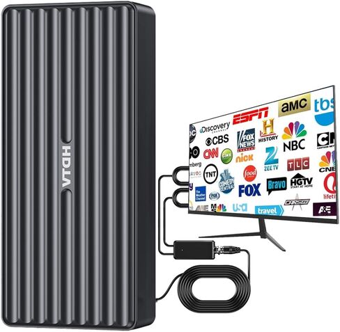 TV Antenna for Smart, 2025 HD Indoor/Outdoor Antennas Support 4K 1080P, 360°&Long Range Reception with Amplifier for Local Channels - Black with 32FT Cable in Saudi Arabia