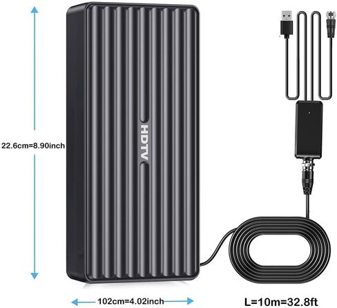 TV Antenna for Smart, 2025 HD Indoor/Outdoor Antennas Support 4K 1080P, 360°&Long Range Reception with Amplifier for Local Channels - Black with 32FT Cable in Saudi Arabia