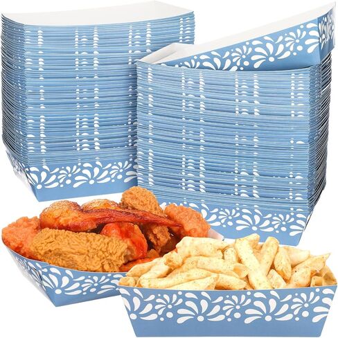 Zhehao 100 PCS Mexican Snack Trays Cielito Lindo Party Decoration Platos de Barro Mexicanos Terracotta Clay Pottery Nacho Popcorn Food Batchener Resparsible For Cinco de Mayo Wedding (Flower) in Kuwait