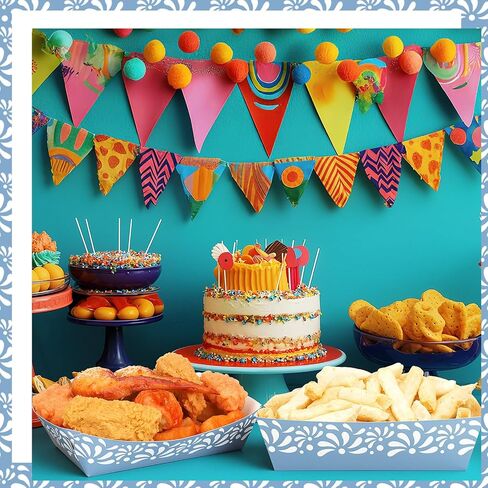 Zhehao 100 PCS Mexican Snack Trays Cielito Lindo Party Decoration Platos de Barro Mexicanos Terracotta Clay Pottery Nacho Popcorn Food Batchener Resparsible For Cinco de Mayo Wedding (Flower) in Kuwait