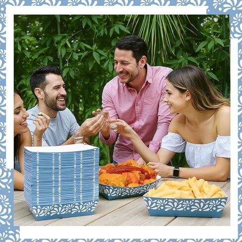 Zhehao 100 PCS Mexican Snack Trays Cielito Lindo Party Decoration Platos de Barro Mexicanos Terracotta Clay Pottery Nacho Popcorn Food Batchener Resparsible For Cinco de Mayo Wedding (Flower) in Kuwait