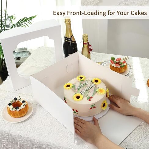 Moretoes 40pcs 10x10x5 Inch Cake Boxes with Window White Pastry Boxes Paper Bakery Box for Cakes, Pastries, Cookies, Pie, Cupcakes in Kuwait