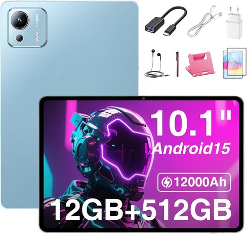 تابلت 10 بوصة، ذاكرة وصول عشوائي 12 جيجابايت + ذاكرة وصول عشوائي 512 جيجابايت، كاميرات مزدوجة 8 ميجابكسل + 32 ميجابكسل، شريحة اتصال 5G مزدوجة، معالج 10 النواة، بطارية طويلة الأمد 12000 مللي أمبير، نظام تشغيل Android 15، شاشة FHD، نظام صوت ذكي (أزرق) in Kuwait