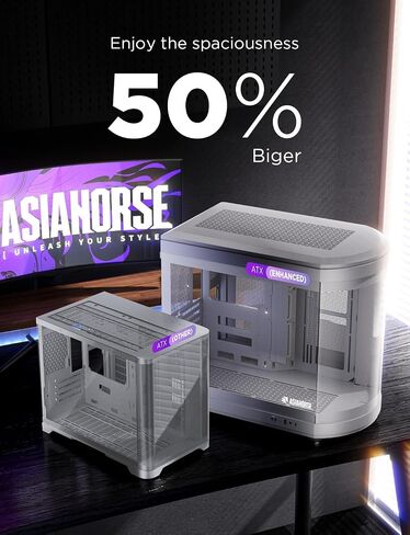 حافظة كمبيوتر AsiaHorse ATX بغرفة مزدوجة بزاوية 180 درجة من الزجاج المقسى للألعاب مع مراوح الكمبيوتر الشخصي AsiaHorse AMICI-5GT RGB (شفرة عكسية، أبيض-3 عبوات) in Saudi Arabia