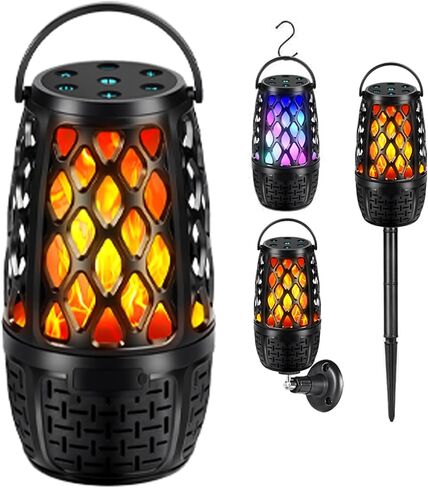 مكبر صوت بلوتوث مطور، مكبر صوت BT 5.3 خارجي مع مصابيح LED لهب RGB هدية للرجال، مزامنة متعددة تصل إلى 100 مكبر صوت، أدوات صوت ستيريو عالية الدقة للاقتران التلقائي، مقاومة للماء IPX6 لشرفة الفناء (عبوتان) in Saudi Arabia