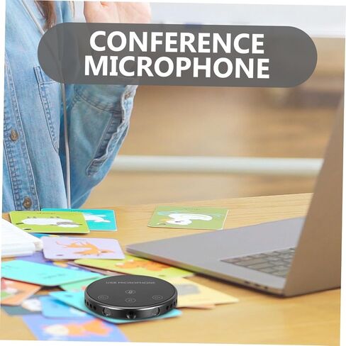 ميكروفون مؤتمر USB متعدد الاتجاهات لأجهزة الكمبيوتر المحمول وسطح المكتب، ميكروفون مكثف محمول على الطاولة لبث الاجتماعات والألعاب والدردشة الصوتية، تصميم أسود in Saudi Arabia