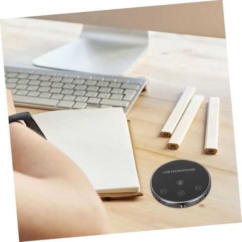 ميكروفون مؤتمر USB متعدد الاتجاهات لأجهزة الكمبيوتر المحمول وسطح المكتب، ميكروفون مكثف محمول على الطاولة لبث الاجتماعات والألعاب والدردشة الصوتية، تصميم أسود in Saudi Arabia