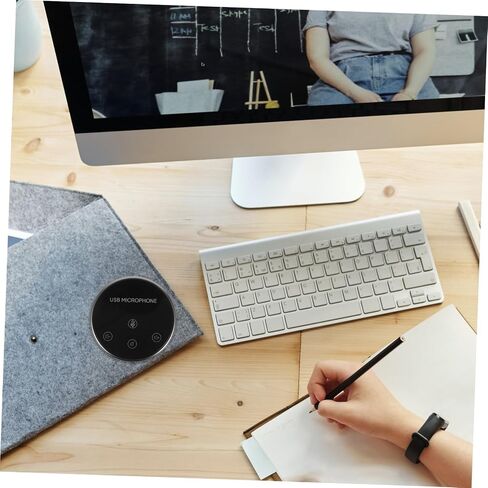 ميكروفون مؤتمر USB متعدد الاتجاهات لأجهزة الكمبيوتر المحمول وسطح المكتب، ميكروفون مكثف محمول على الطاولة لبث الاجتماعات والألعاب والدردشة الصوتية، تصميم أسود in Saudi Arabia