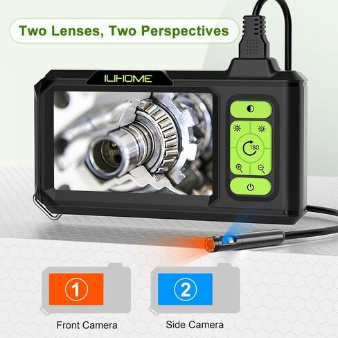 ILIHOME Industrial Endoscope, 8mm 1080P HD Digital Borescope Inspection Camera 4.5 Inch IPS Screen IP67 Waterproof Snake Camera with 8 LED Lights, 16.5FT Semi-Rigid Cable in Kuwait