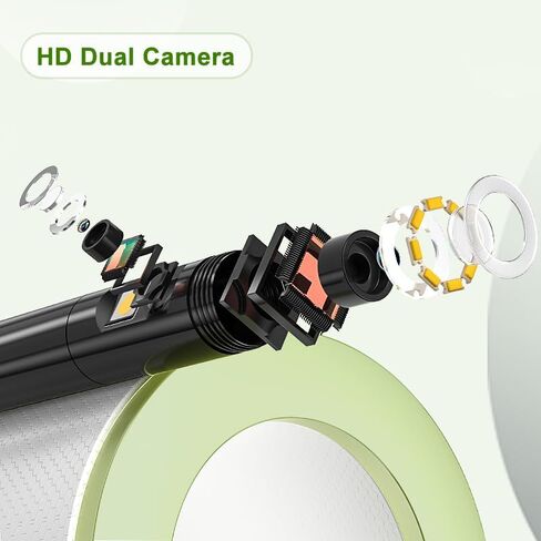 ILIHOME Industrial Endoscope, 8mm 1080P HD Digital Borescope Inspection Camera 4.5 Inch IPS Screen IP67 Waterproof Snake Camera with 8 LED Lights, 16.5FT Semi-Rigid Cable in Kuwait