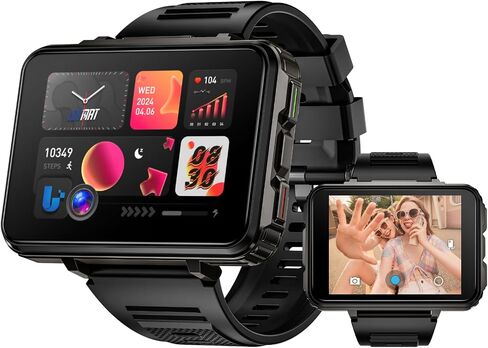LOKMAT 4G SIM Card Smart Watch, 6GB+128GB Android Smartwatch Phone Call, 2.4" Large Screen Sport Watch 1500mAh Dual Camera WiFi Bluetooth GPS Smart Watches for Men in Saudi Arabia