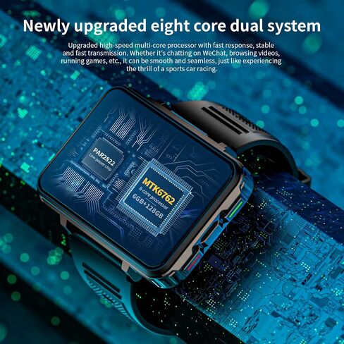 LOKMAT 4G SIM Card Smart Watch, 6GB+128GB Android Smartwatch Phone Call, 2.4" Large Screen Sport Watch 1500mAh Dual Camera WiFi Bluetooth GPS Smart Watches for Men in Saudi Arabia