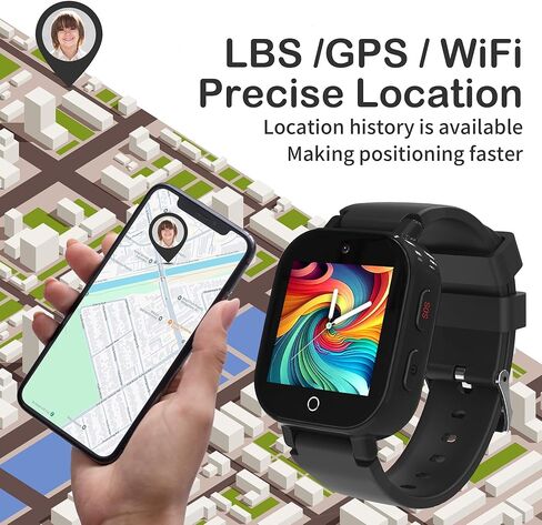 Phyulls 4G Kids Smart Watch Boys مع جهاز تعقب GPS ومكالمات الفيديو، مقاوم للماء بمفتاح واحد SOS مكالمة صوتية كاميرا إنذار رياضية عداد الخطى GPS ساعة تعقب للأولاد من سن 4 إلى 12 عامًا in Kuwait