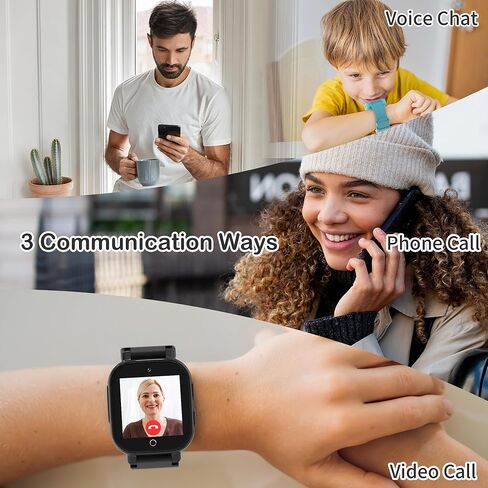 Phyulls 4G Kids Smart Watch Boys مع جهاز تعقب GPS ومكالمات الفيديو، مقاوم للماء بمفتاح واحد SOS مكالمة صوتية كاميرا إنذار رياضية عداد الخطى GPS ساعة تعقب للأولاد من سن 4 إلى 12 عامًا in Kuwait