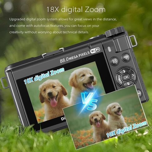 أحدث كاميرا رقمية 8K للتصوير الفوتوغرافي لعام 2025، وكاميرا تسجيل فيديو بدقة 88 ميجابكسل لليوتيوب مع شاشة قابلة للطي 3 بوصات بزاوية 180 درجة، وتكبير رقمي 18X، وبطاقة SD سعة 32 جيجابايت، وبطاريتين (معدنية) in Kuwait