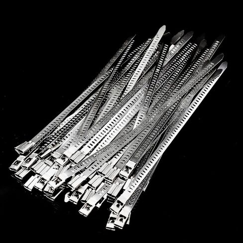 10 قطعة العلاقات كابل الفولاذ المقاوم للصدأ المغلفة الذاتي قفل الثقيلة البريدي سلك للربط السحابة المنظم متعددة الوظائف التفاف 0.5*30 سنتيمتر in Saudi Arabia