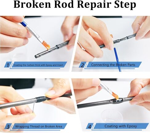 EUPHENG Fishing Rod Repair Kit with Carbon Fiber Sticks, Stainless Steel Tips, Tubes, Wrapping Thread & Fast-Drying Epoxy Glue for Rod Building Supplies in Kuwait