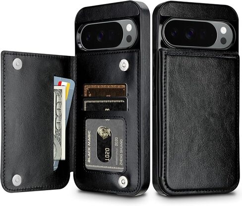 HianDier for Google Pixel 10 Case/Google Pixel 10 Pro Case Wallet with Card Holder Women Men PU Leather Phone Case Magnetic Clasp Shockproof Protective Cover for Pixel Pro 10/10-Black in Saudi Arabia