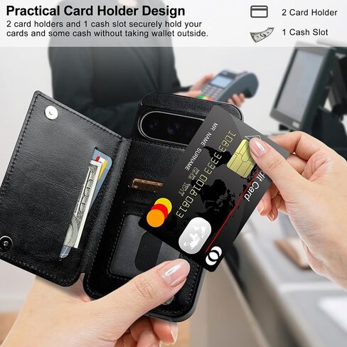 HianDier for Google Pixel 10 Case/Google Pixel 10 Pro Case Wallet with Card Holder Women Men PU Leather Phone Case Magnetic Clasp Shockproof Protective Cover for Pixel Pro 10/10-Black in Saudi Arabia
