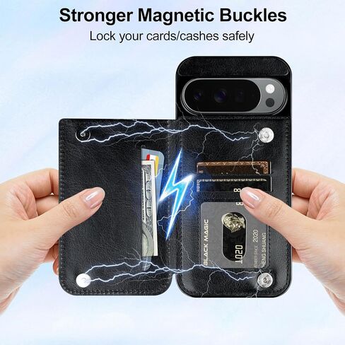 HianDier for Google Pixel 10 Case/Google Pixel 10 Pro Case Wallet with Card Holder Women Men PU Leather Phone Case Magnetic Clasp Shockproof Protective Cover for Pixel Pro 10/10-Black in Saudi Arabia