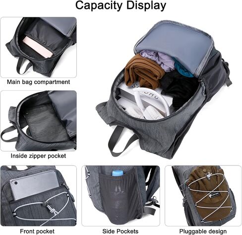 BOVIP 20L Hiking Backpack Lightweight Packable Hiking Daypack Small Travel Outdoor Foldable Shoulder Bag Gray in Saudi Arabia