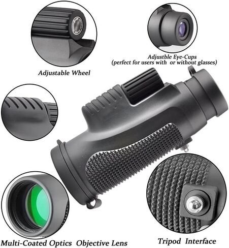 Telescope Monocular 12X50 Telephoto Zoom, Eyepiece with Smartphone Holder Prism for Adults Gifts Bird Watching Hunting Camping in Saudi Arabia