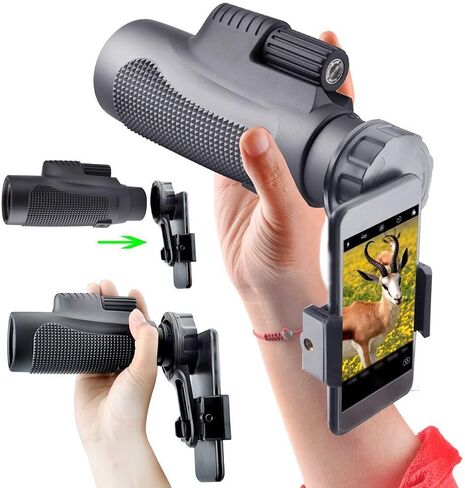 Telescope Monocular 12X50 Telephoto Zoom, Eyepiece with Smartphone Holder Prism for Adults Gifts Bird Watching Hunting Camping in Saudi Arabia