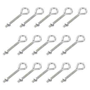uxcell M4x40mm Eye Hooks Screws Bolts Kit, 15pcs Carbon Steel Hanger Eyelet Hooks Screw with Hex Nuts for Metal Hook, Wood Terminal Ring Hooks