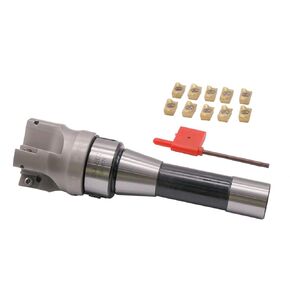 R8 FMB22 7/16-20UNF Shank Face End Mill Arbor and 400R 50MM CNC End Milling Shell Cutter with 10Pcs APMT1604 Carbide Inserts and T15 Wrench