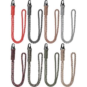 Quelay 8 قطعة الثقيلة Paracord سلسلة مفاتيح قصيرة Paracord قلادة هاتف محمول المفاتيح صفارات المعصم مضفر حزام in Kuwait