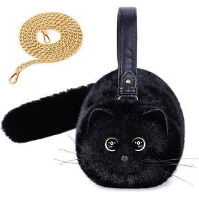 Furry Cat Purse, Kitty Purse, Kitty Cat Bag, Cat Shaped Shoulder Handbag, for Women and for Girls