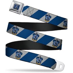 Buckle-Down Seatbelt Belt - RAVENCLAW Crest Diagonal Stripe Gray/Blue - 1.0" Wide - 20-36 Inches in Length