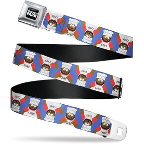 Comedy Central Belt, Seatbelt Buckle Belt, South Park Chef Pose Flips Blue, Adjustable
