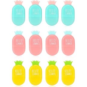 12 Pcs Cute Pencil Eraser,Colorful Pineapple Shape Eraser with Cover , Fruit Themed Pencil Rubber Erasers for Kids School Office Supply Stationery