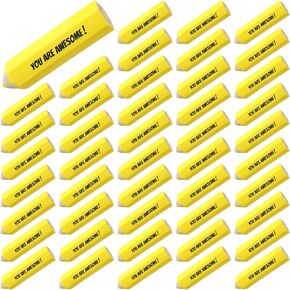 Maitys 50 Pcs Pencil Shaped Erasers for Kid Motivational Cute Yellow Eraser Bulk Eraser Kid Pencil Eraser You are Awesome Valentine's Day Gift for Student Party Favor Prize Back to School Supplies in Kuwait