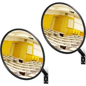 Maitys 2 Pcs Convex Mirror Acrylic Safety Security Traffic Garage Corner Mirror Adjustable Wide Angle View Mirror with Fixing Bracket for Indoor Outdoor School Classroom Warehouse(8 Inch)