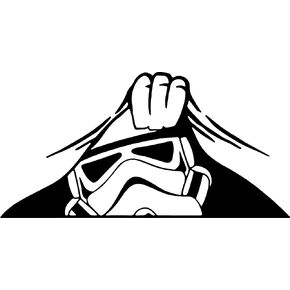 S-Wars Stormtrooper Peeking Transparent Vinyl Decal Sticker | Cars | Walls | Laptops | Black | 7.5" | USSZ